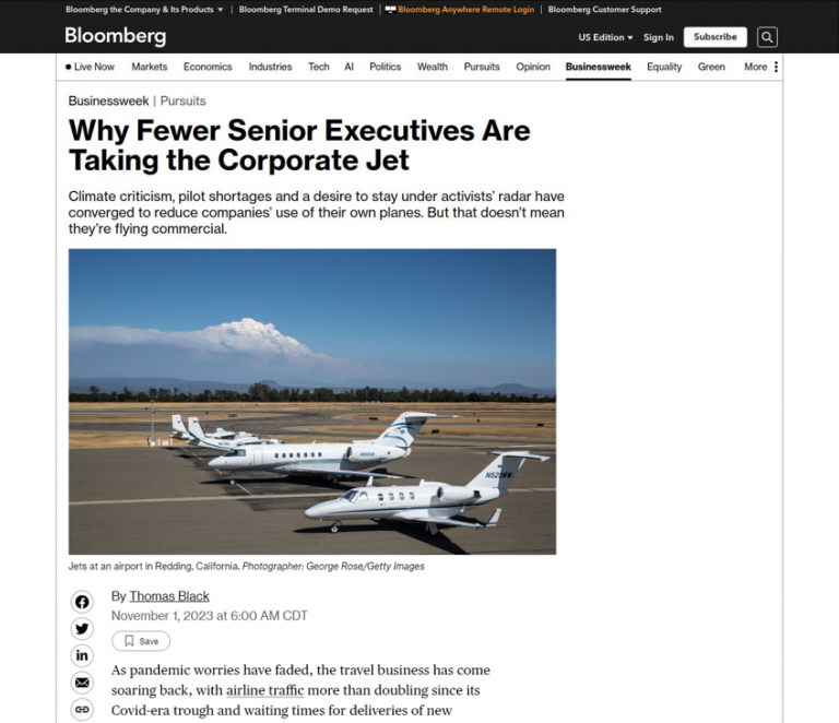 JetSpy x Bloomberg: Corporate Jet Travel